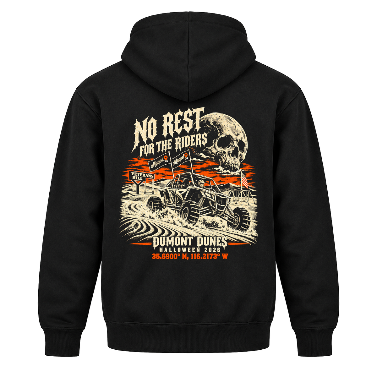 No Rest for the Riders | Dumont Dunes Halloween 2026 Hoodie