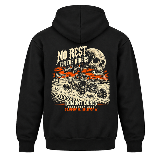 No Rest for the Riders | Dumont Dunes Halloween 2026 Hoodie