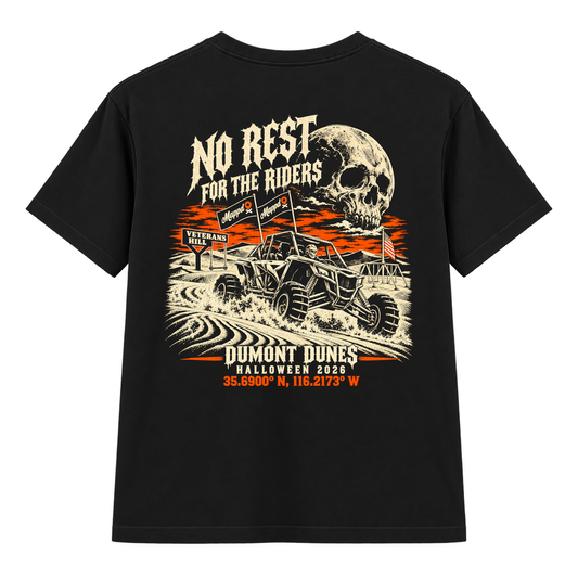 No Rest for the Riders | Dumont Dunes Halloween 2026 Tee
