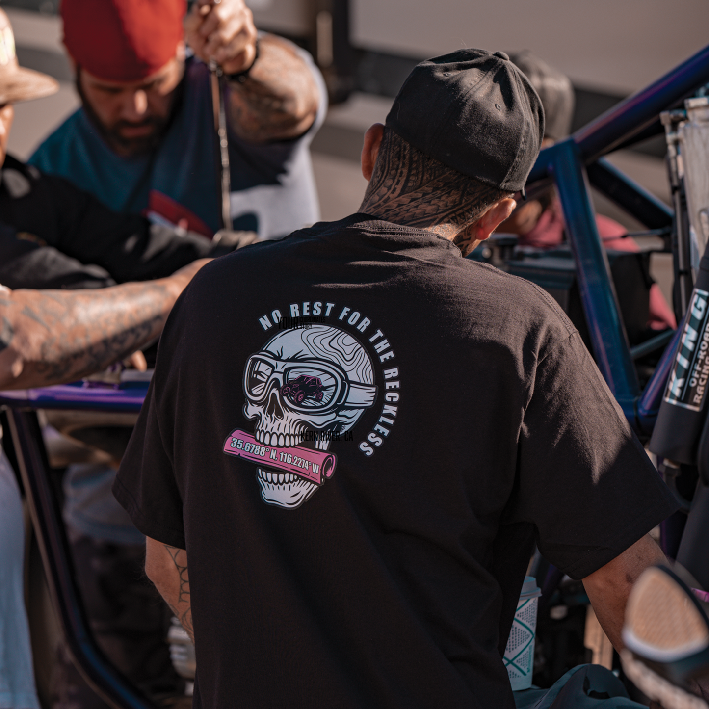 MAPPD x DUMONT DUNES — “No Rest for the Reckless” TShirt (Orange/Pink - Options) (Copy)